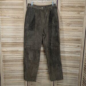 Evan Davies Pants Suede 100% Silky Pig Suede Lined Green Size 12